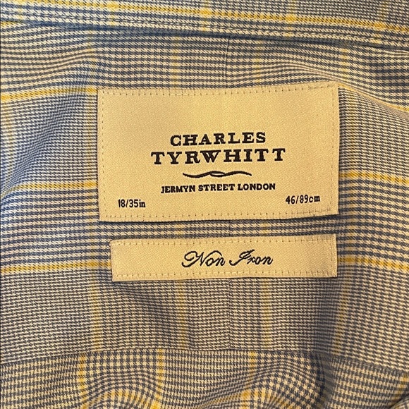 Charles Tyrwhitt Long Sleeve Button Up Shirt 18 35” Men's Class Fit 100% Cotton - Picture 6 of 7